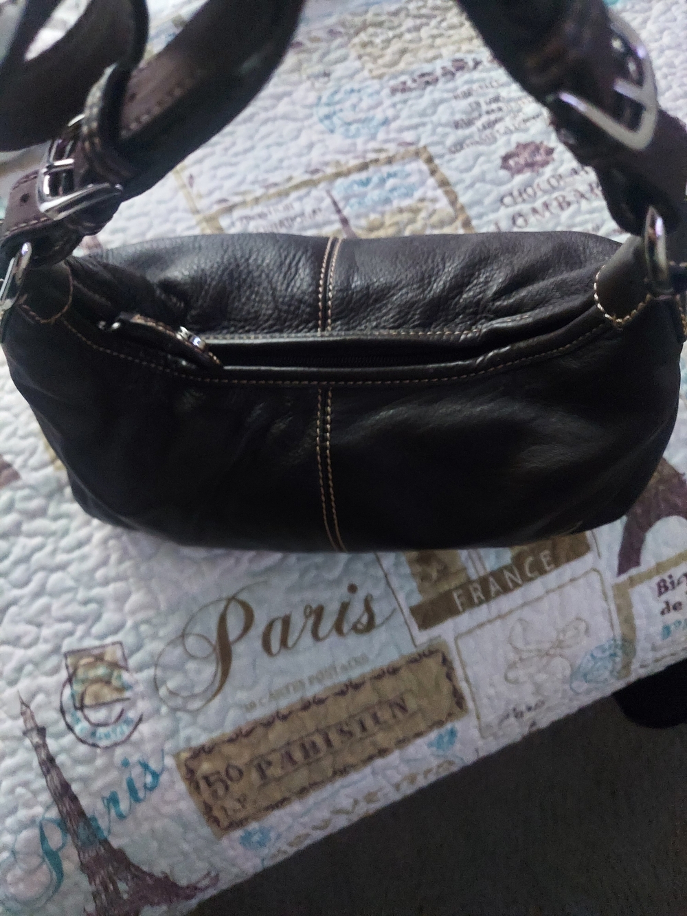 The Sak Mini Hobo Bag in Dark Brown with Cream Stitching